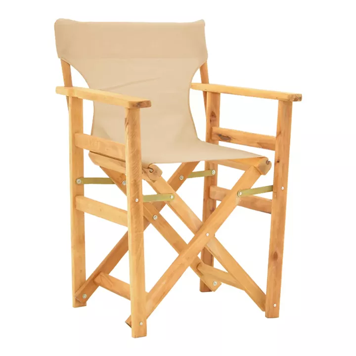 Kompa pakoworld director's chair, solid beech wood, natural - Nexus beige fabric