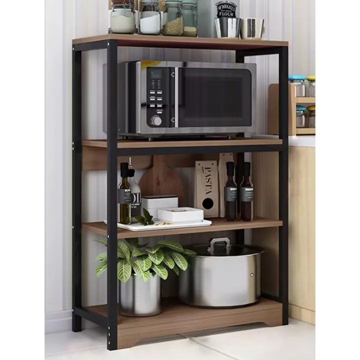 Floor shelf unit Daan pakoworld metallic in walnut-black color 60x30x100cm