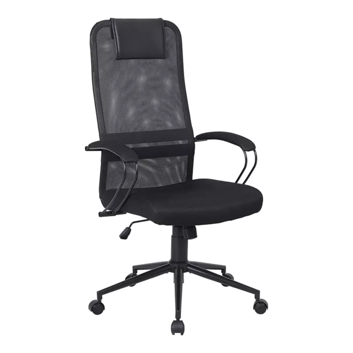 Office chair Lord I pakoworld fabric in black shade-leg black metal 64x61x116-126cm